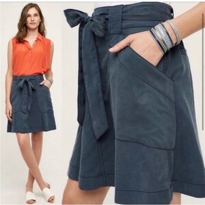 Anthropology HD in Paris Bryden Blue tie belt skirt size 0